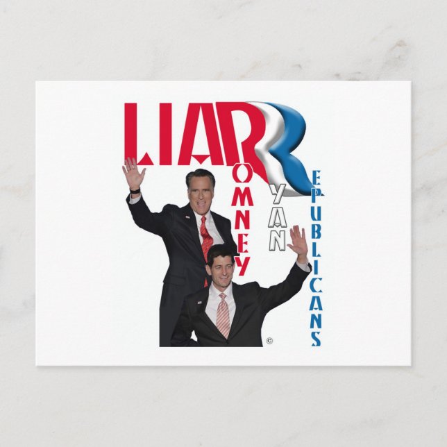 Liar - Mitt Romney & Paul Ryan Postcard (Front)