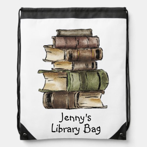 Libary book drawstring bag