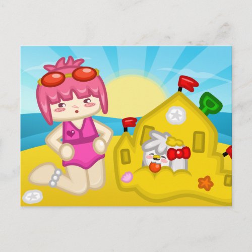 Libbi and Suki A Day At The Beach Postcard