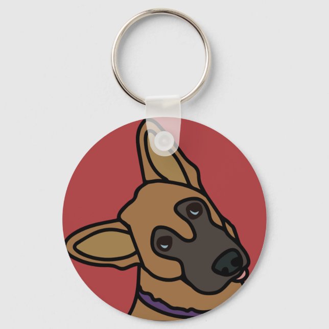 Libby the German Shepherd Dog Cartoon Keychain (Front)