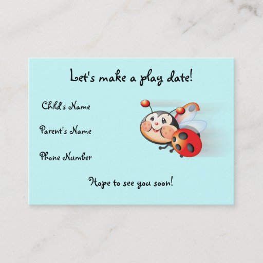 Customizable Libby the Ladybug Play Date Card Business Card