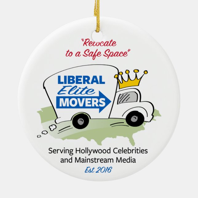 Liberal Elite Movers Ceramic Ornament (Back)