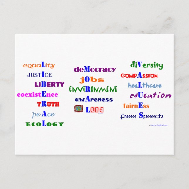 Liberal Moral Values Postcard (Front)