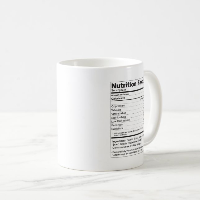 LIBERAL TEARS MUG WITH FUNNY SUPPLEMENT FACTS (Front Right)