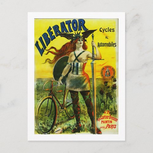 LIBERATOR Cycles  Automobiles Vintage Bicycle Postcard