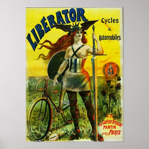 LIBERATOR Cycles  Automobiles Vintage Bicycle Poster