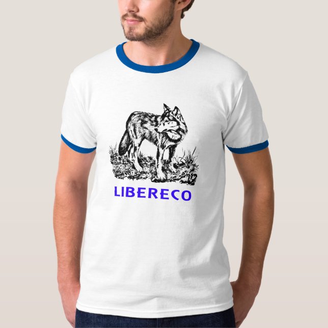 Libereco (Freedom, Freiheit) - Lupo en naturo T-Shirt (Front)