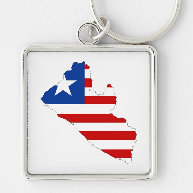 liberia country flag map shape symbol keychain (Front)