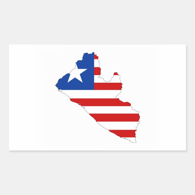 liberia country flag map shape symbol rectangular sticker (Front)
