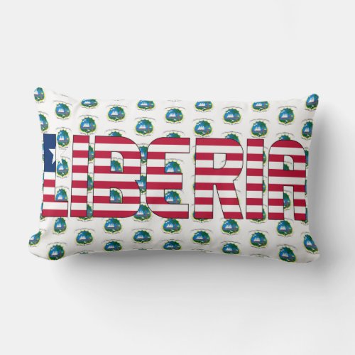 Liberia Flag and Coat of Arms Patriotic Lumbar Pillow