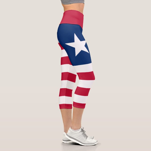 Liberia Flag Capri Leggings (Right)