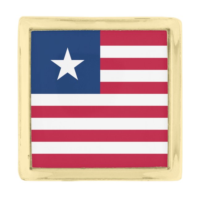 Liberia Flag Gold Finish Lapel Pin (Front)