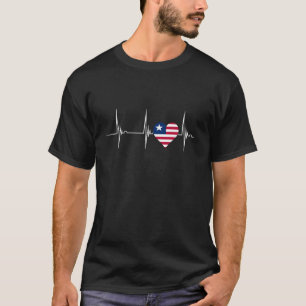 Liberia Flag Heartbeat EKG Pulse Heart Liberian Pr T-Shirt