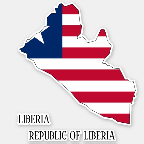Liberia Flag Map Patriotic Sticker