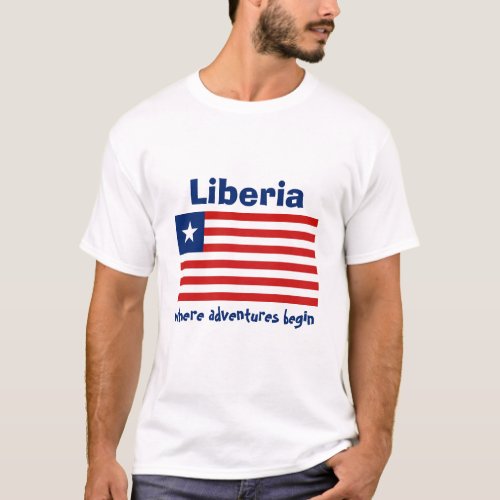 Liberia Flag  Map  Text T_Shirt