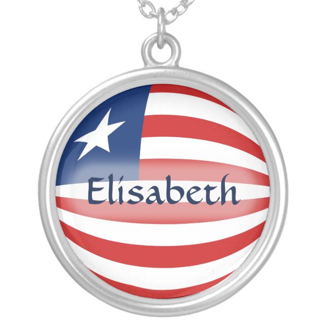Liberia Flag + Name Necklace (Front)