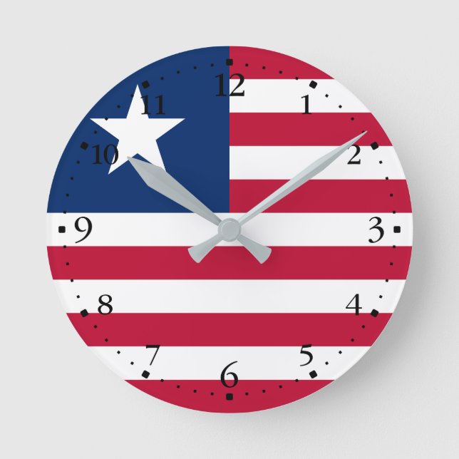 Liberia Flag Round Clock (Front)