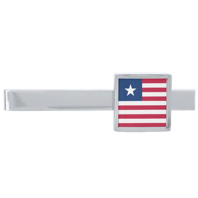 Liberia Flag Silver Finish Tie Bar (Front)
