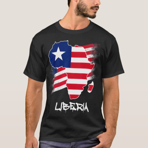Liberia Flag With Africa Map Love Liberia Liberian T_Shirt