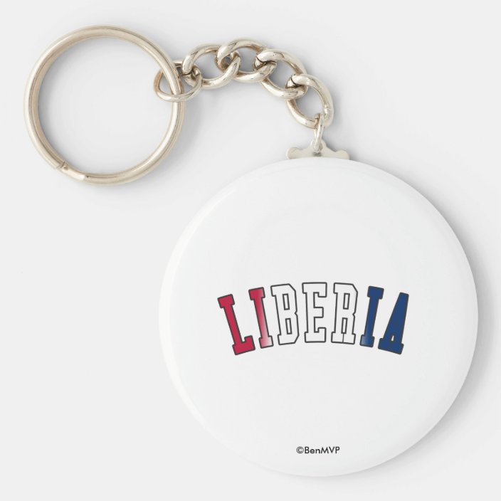 Liberia in National Flag Colors Key Chain