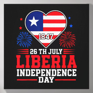 Liberia Independence Day 1847 Patriotic Heart Canvas Photo Tile