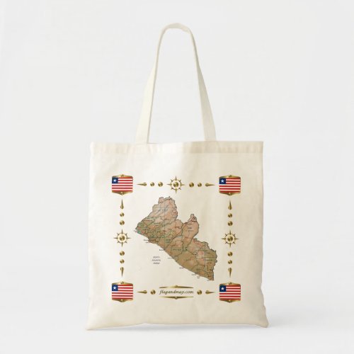 Liberia Map  Flags Bag