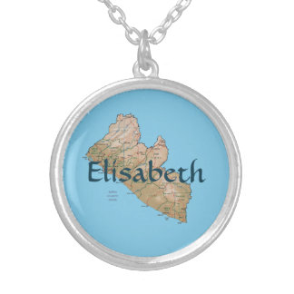 Liberia Map + Name Necklace