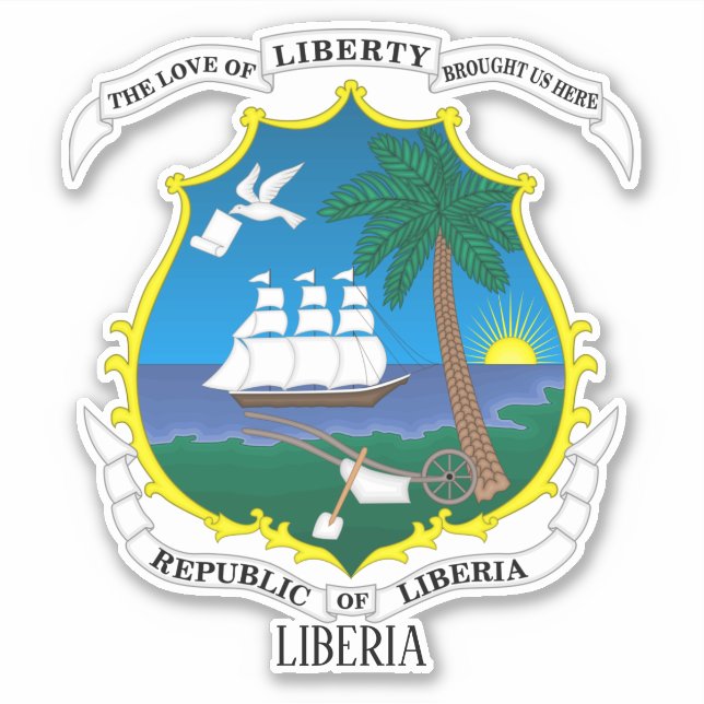 Liberia National Coat Of Arms Patriotic Sticker (Front)