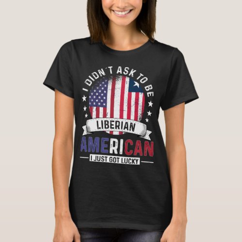 Liberian American Flags Pride Liberia Flag T_Shirt