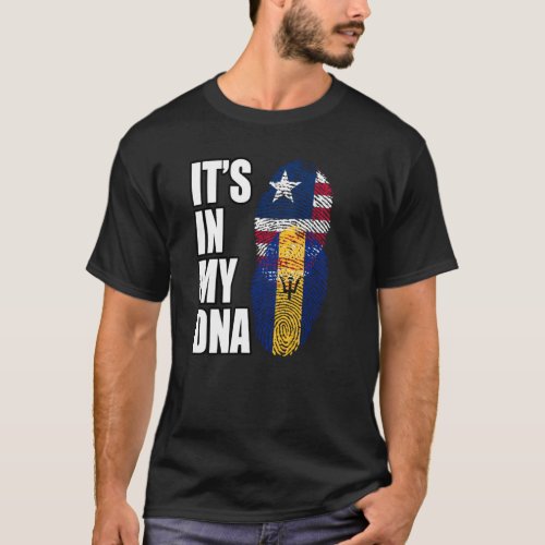 Liberian And Barbadian Mix DNA Heritage Flag T_Shirt
