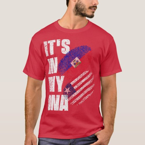 Liberian And Haitian Mix DNA Heritage Flag T_Shirt