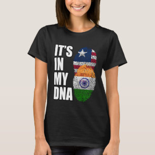 Liberian And Indian Mix DNA Heritage Flag T-Shirt