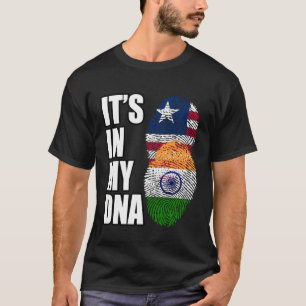 Liberian And Indian Mix DNA Heritage Flag T-Shirt