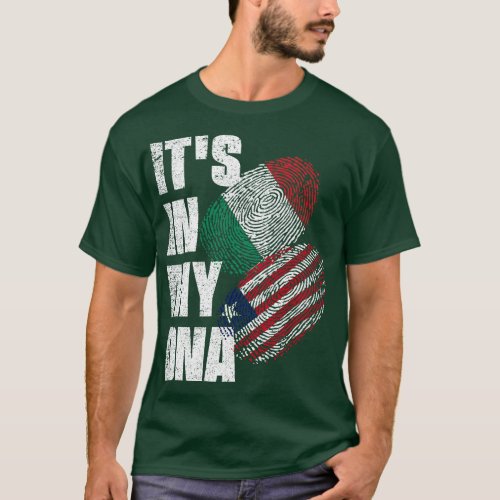 Liberian And Italian Mix DNA Heritage Flag T_Shirt