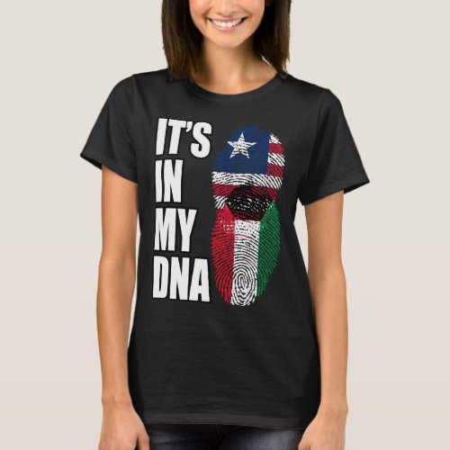 Liberian And Kuwaiti Mix DNA Heritage Flag T_Shirt