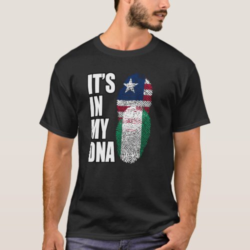 Liberian And Nigerian Mix DNA Heritage Flag T_Shirt