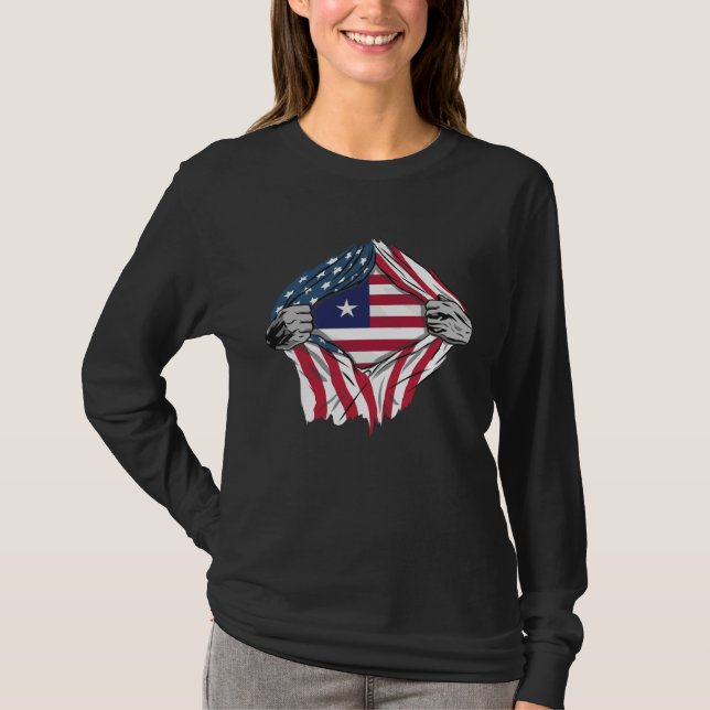 Liberian Blood Inside Me  Liberia Flag T-Shirt (Front)