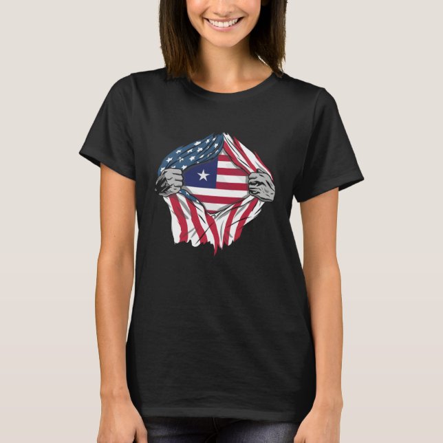 Liberian Blood Inside Me  Liberia Flag T-Shirt (Front)