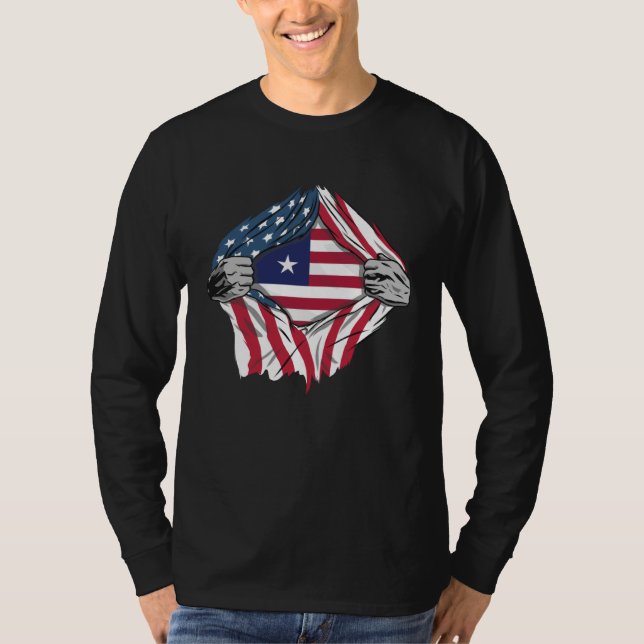 Liberian Blood Inside Me  Liberia Flag T-Shirt (Front)