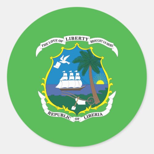 Liberian coat of arms classic round sticker