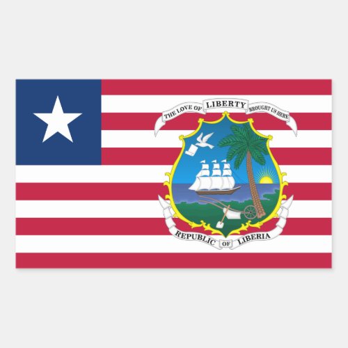 Liberian Flag  Coat of Arms Flag of Liberia Rectangular Sticker