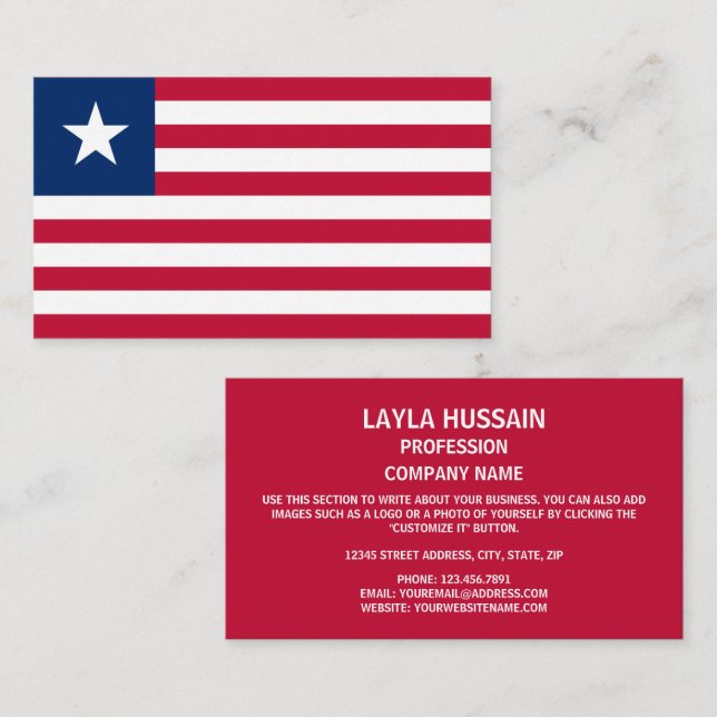 Liberian Flag, Flag of Liberia Business Card (Front/Back)