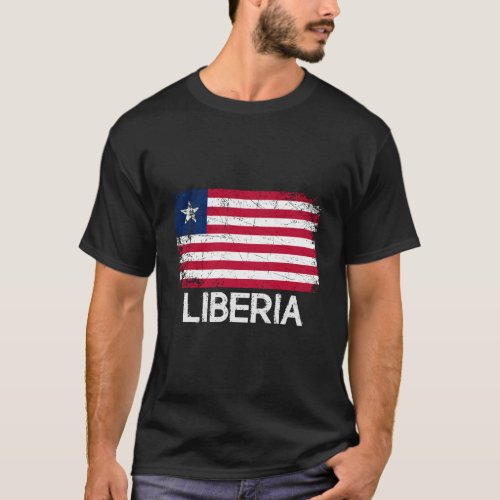 Liberian Flag Vintage Made In Liberia Gift T_Shirt