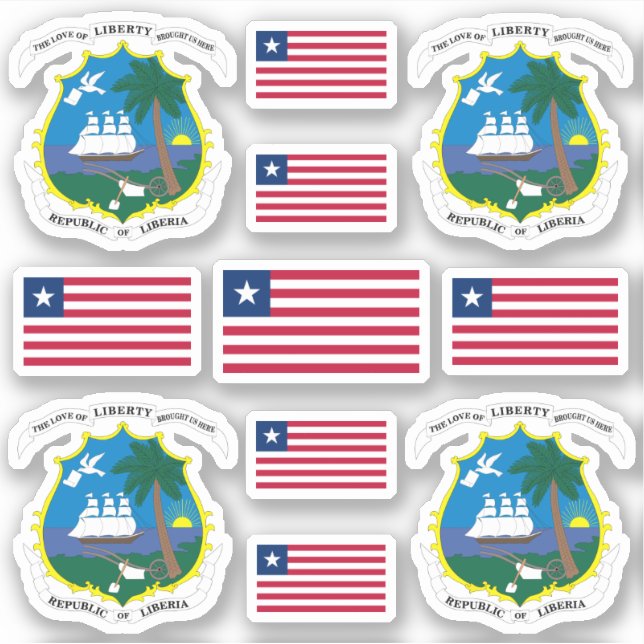 Liberian national symbols /Coat of arms and flag Sticker (Front)
