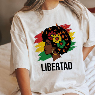 Libertad Black Woman With Butterflies And Flowers Tri-Blend Shirt