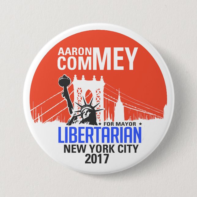 Libertarian Aaron Commey for NYC Mayor Button (Front)