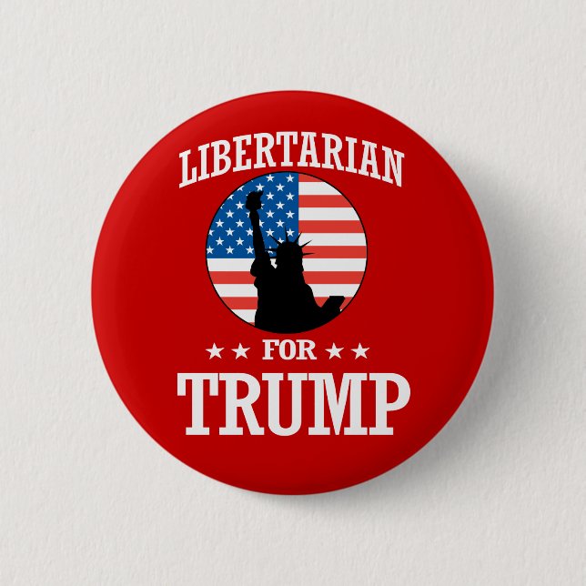 LIBERTARIAN FOR TRUMP PINBACK BUTTON (Front)
