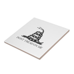 Libertarian Gadsden Flag Don't Tread on Me Black Ceramic Tile