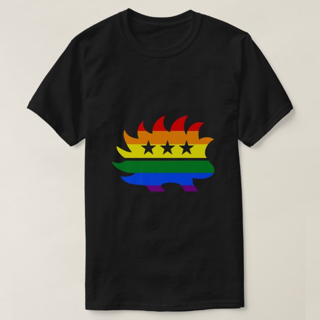 Libertarian Party Porcupine Logo Rainbow LGBT Gay  T-Shirt (Design Front)