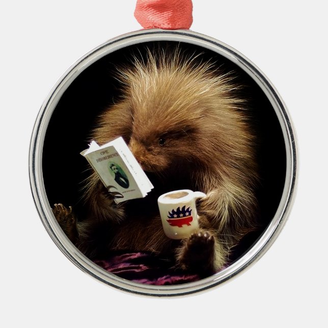 Libertarian Porcupine Mascot Civil Disobedience Metal Ornament (Front)
